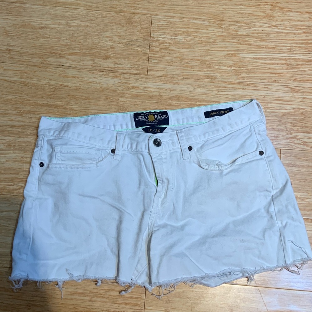 White custom cropped shorts